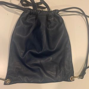 Zara Blue Faux Leather String Backpack